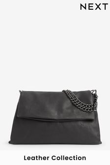 Black Leather Chain Shoulder Bag (C72634) | €84