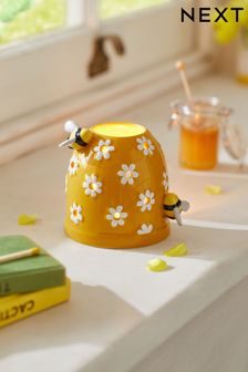 Yellow Ceramic Bee And Daisy Hive Tealight Candle Holder (C72768) | $18