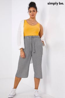 Simply Be Gingham Black Textured Tie Waist Culottes (C72781) | €35
