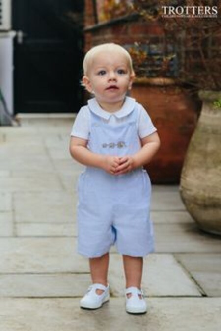 Trotters London Little Blue Alexander Cotton Bib Shorts (C72843) | €63