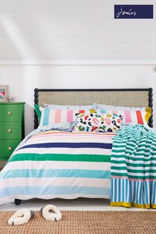 Joules White Rainbow Stripe Duvet Cover and Pillowcase Set (C72847) | €89 - €163