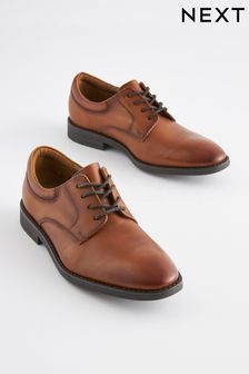 Tan Brown Leather Lace-Up Shoes (C72852) | $94 - $117
