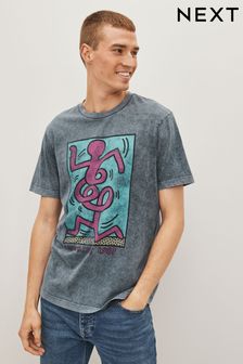 Szary z grafiką Keitha Haringa - Artist Licence T-shirt (C72865) | 67 zł