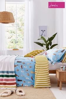 Joules Blue Painterly Dogs Duvet Cover and Pillowcase Set (C72941) | €70 - €130