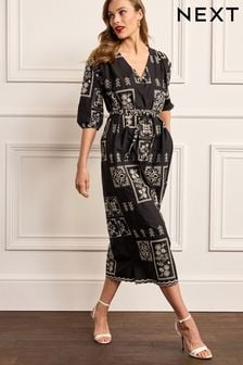 Premium Embroidered Belted Midi Dress (C73161) | 182 zł
