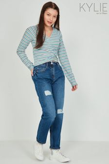 Kylie Teen Blue Rip Knee Mom Jeans (C73184) | €25