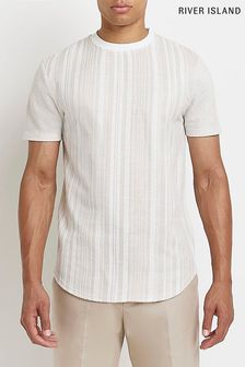 River Island Cream Short Sleeve Slim Stripe T-Shirt (C73258) | 34 €
