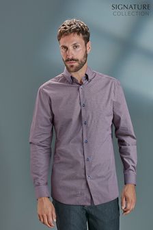 Teal Blue/Rust Brown Geometric Slim Fit Single Cuff Signature Printed Trimmed Shirt (C73283) | 51 €