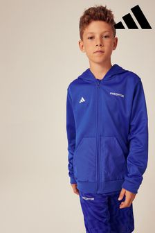 Niebieska bluza z kapturem zapinana na zamek Adidas Junior Predator inspirowana piłką nożną (C73314) | 142 zł