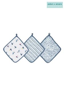 Aden + Anais Blue Essentials Washcloth Set 3 Pack (C73344) | €13
