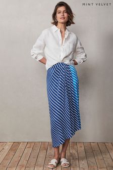 Mint Velvet Blue Striped Wrap Style Skirt (C73441) | €55