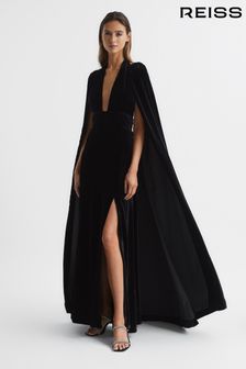 Reiss Black Gracie Velvet Maxi Dress (C73484) | $1,212