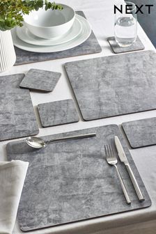 Set of 4 Grey Marble Effect Placemats and Coasters