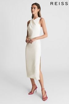 Reiss Ivory Imogen Sleeveless Ruched Midi Dress (C73729) | 306 €