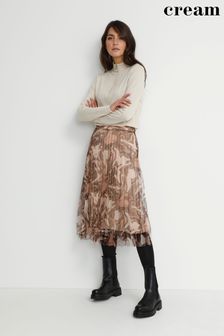 Cream Urana Brown Midi Mesh Skirt (C73731) | €114
