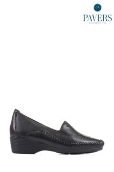Pavers Black Leather Slip On Shoes (C73807) | ₪ 191