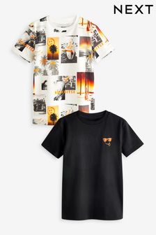 White/Black Surf Graphic Short Sleeve T-Shirt 2 Pack (3-16yrs) (C73826) | $23 - $37