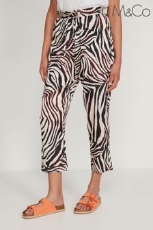 M&Co Brown Zebra Print Satin Trousers (C73846) | €18.50