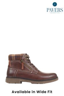 Pavers Wide Fit Lace Up Brown Ankle Boots (C73939) | $72