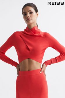 Reiss Coral Elsie High Neck Cropped Co Ord Top (C74256) | €186