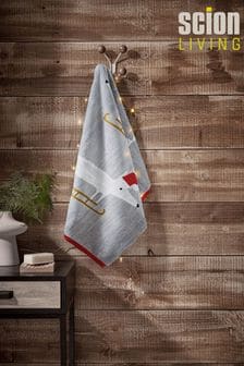 Scion Set of 2 Grey Mr Fox Christmas Hand Towels (C74298) | €40