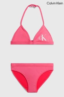 Розовый купальник бикини для девочек с треугольным принтом Calvin Klein (C74448) | €28