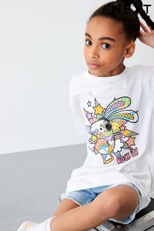 White Bunny Rock It Oversized Graphic T-Shirt (3-16yrs) (C74452) | $18 - $26