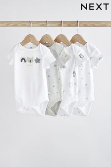 Grey Baby Short Sleeves Bodysuit 4 Pack (C74478) | CHF 20 - CHF 26