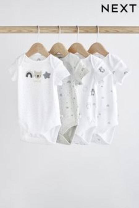 Grey Baby Short Sleeves Bodysuit 4 Pack (C74478) | 19 € - 24 €