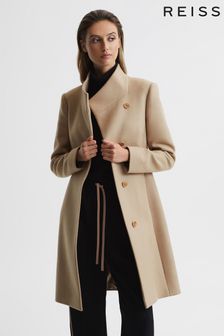 Reiss Camel Mia Wool-Blend Mid Length Coat (C74486) | $540