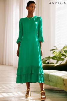 Zelena satenasta obleka Aspiga Victoria (C74620) | €113