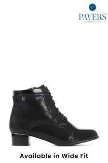 Pavers Black Lace-Up Ankle Boots