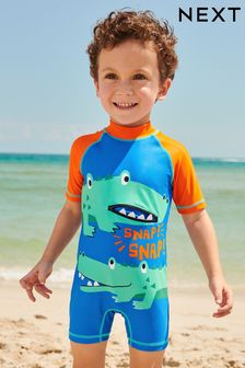 Blau/Orange mit Krokomotiv - Sonnenschutz-Badeanzug (3 Monate bis 7 Jahre) (C74951) | 19 € - 24 €