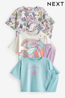 Pink/Turquoise Blue Unicorn Jogger Pyjamas 3 Pack (3-16yrs) (C75023) | $111 - $150