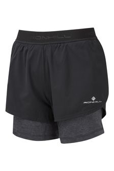 Ronhill Womens Black Tech Twin Shorts (C75104) | AED223