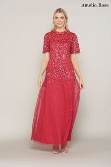 Amelia Rose Red Embellished Maxi Dress (C75223) | $255