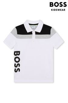 Weiß - Boss Colourblock Logo Polo Shirt (C75347) | 110 € - 122 €