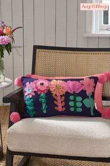 Lucy Tiffney Navy Tufted Floral Cushion