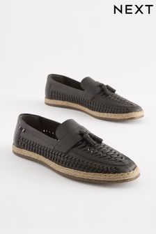 Dark Brown Weave Tassel Loafers (C75404) | $78
