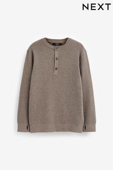 Taupe Brown Henley Crew Jumper (3-16yrs) (C75441) | AED47 - AED64