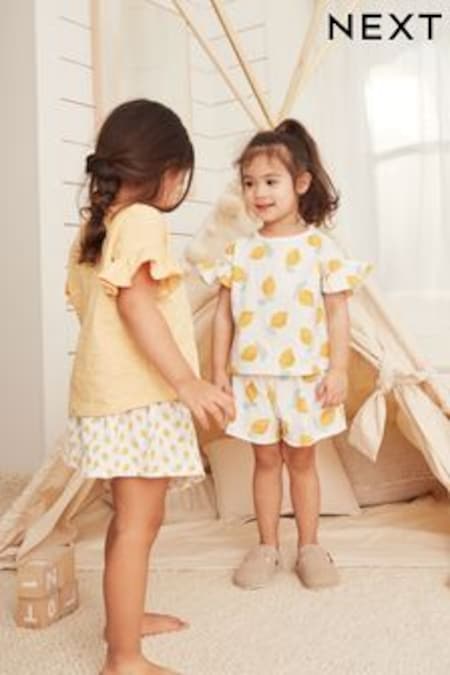 Jaune/Blanc Citrons - Lot de 2 pyjamas shorts (9 mois - 8 ans) (C75490) | €17 - €23