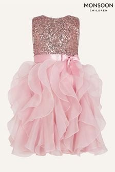 Monsoon Pink Cancan Sequin Ruffle Dress (C75566) | kr1 190 - kr1 370