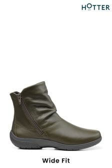 Verde - Hotter Whisper Wide Fit Zip-fastening Ankle Boots (C75661) | 591 LEI