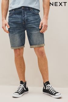 Dark Blue Straight Stretch Denim Shorts (C75737) | 33 €