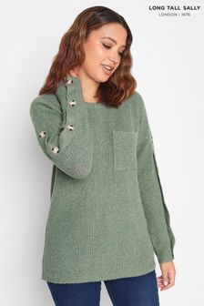 Long Tall Sally Green Button Sleeve Jumper (C75747) | AED189