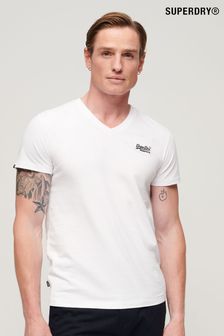 Superdry White Organic Cotton Vintage Logo V-Neck T-Shirt (C76328) | SGD 39