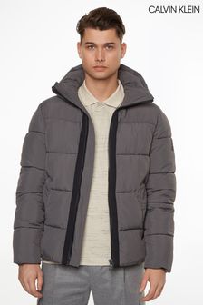 Calvin Klein Grey Crinkle Nylon Puffer Jacket (C76334) | $494