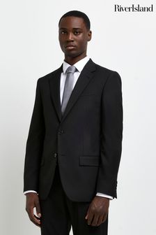 River Island Slim Twill Black Suit: Jacket