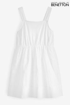 Benetton Broaderie Tiered White Dress (C76559) | €16