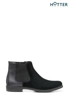 Hotter Black Suede Tenby Zip Fastening Boots (C76715) | €126